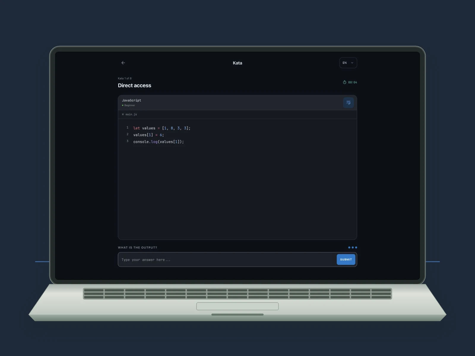 Dojo web · un fragmento de código, tres intentos.