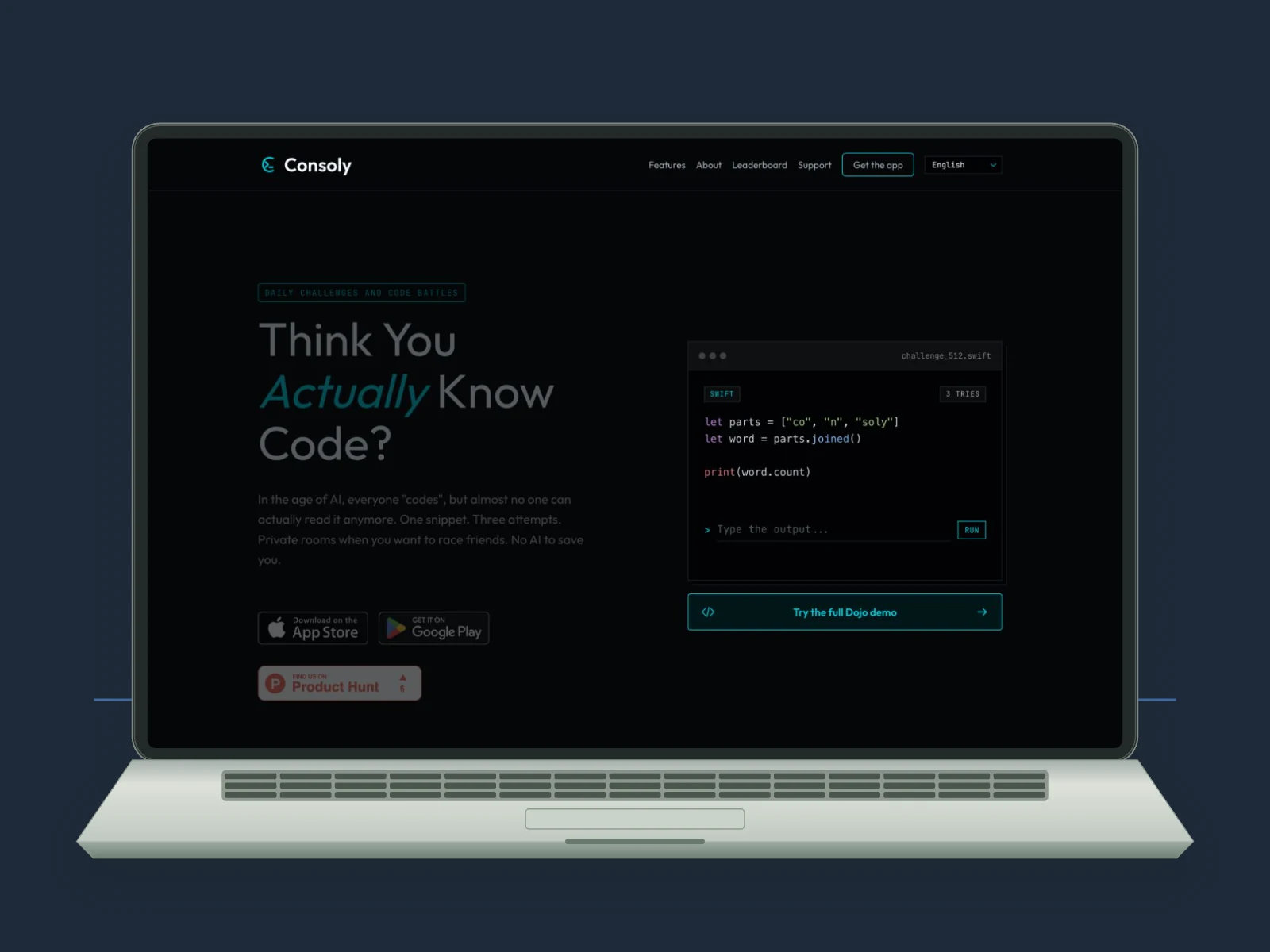 Consoly · presentación del producto y acceso a la app.