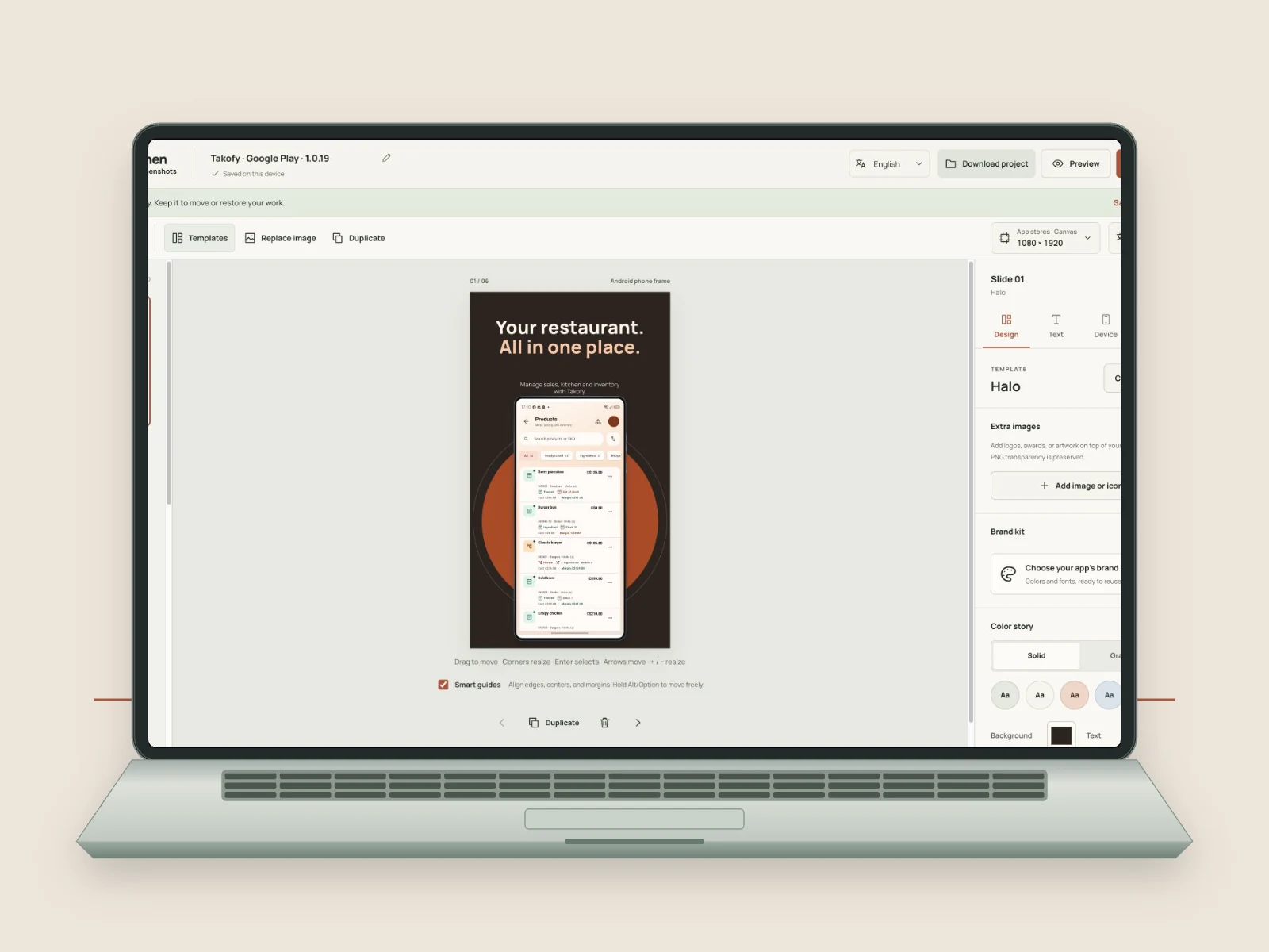El estudio · plantillas, dispositivos y edición de una serie.