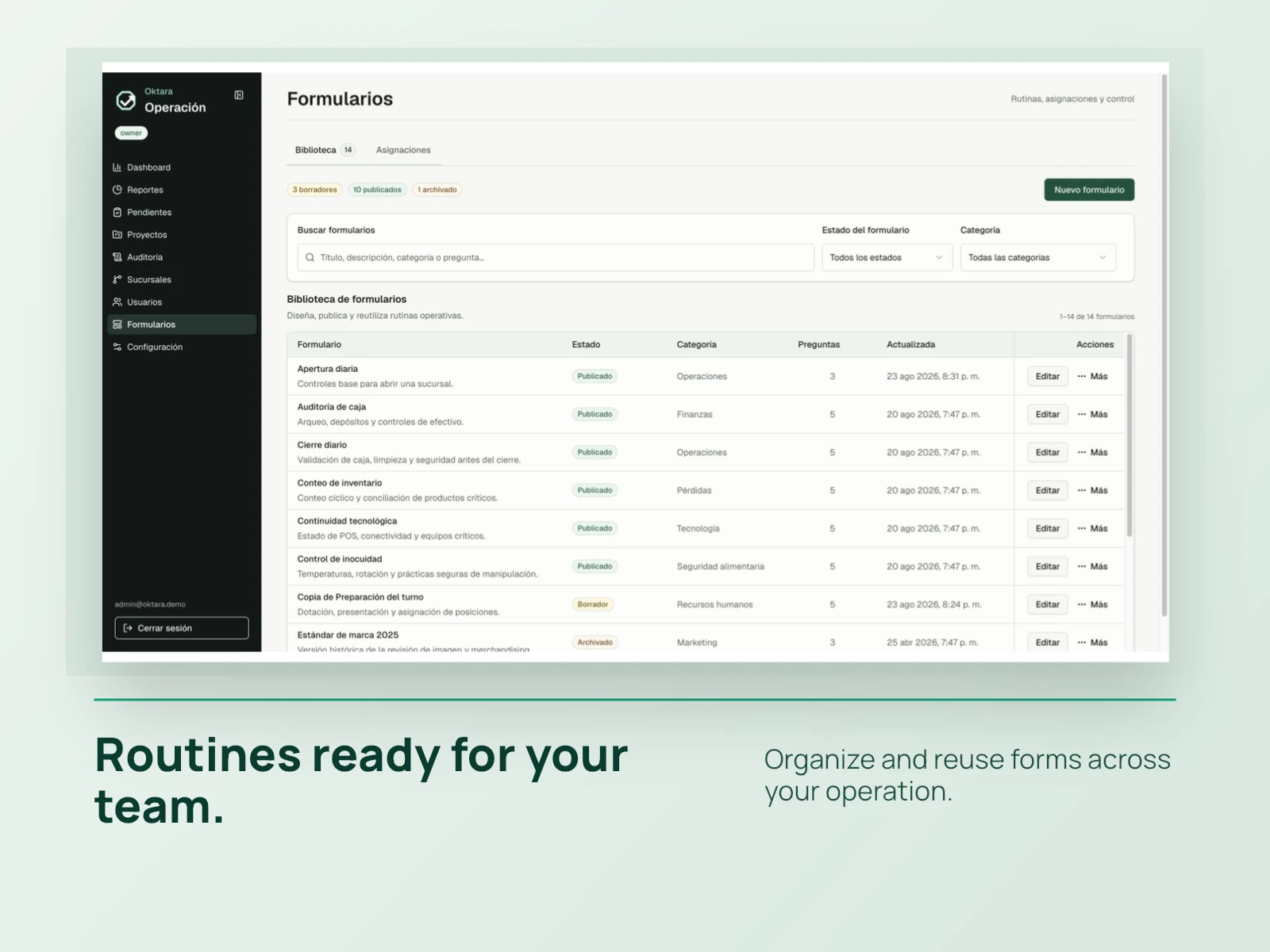 Oktara form library